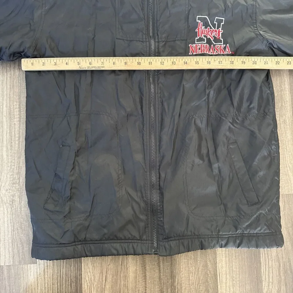 Vintage Nebraska Cornhuskers Windbreaker Jacket Boys XL Black 90s Full Zip Lined